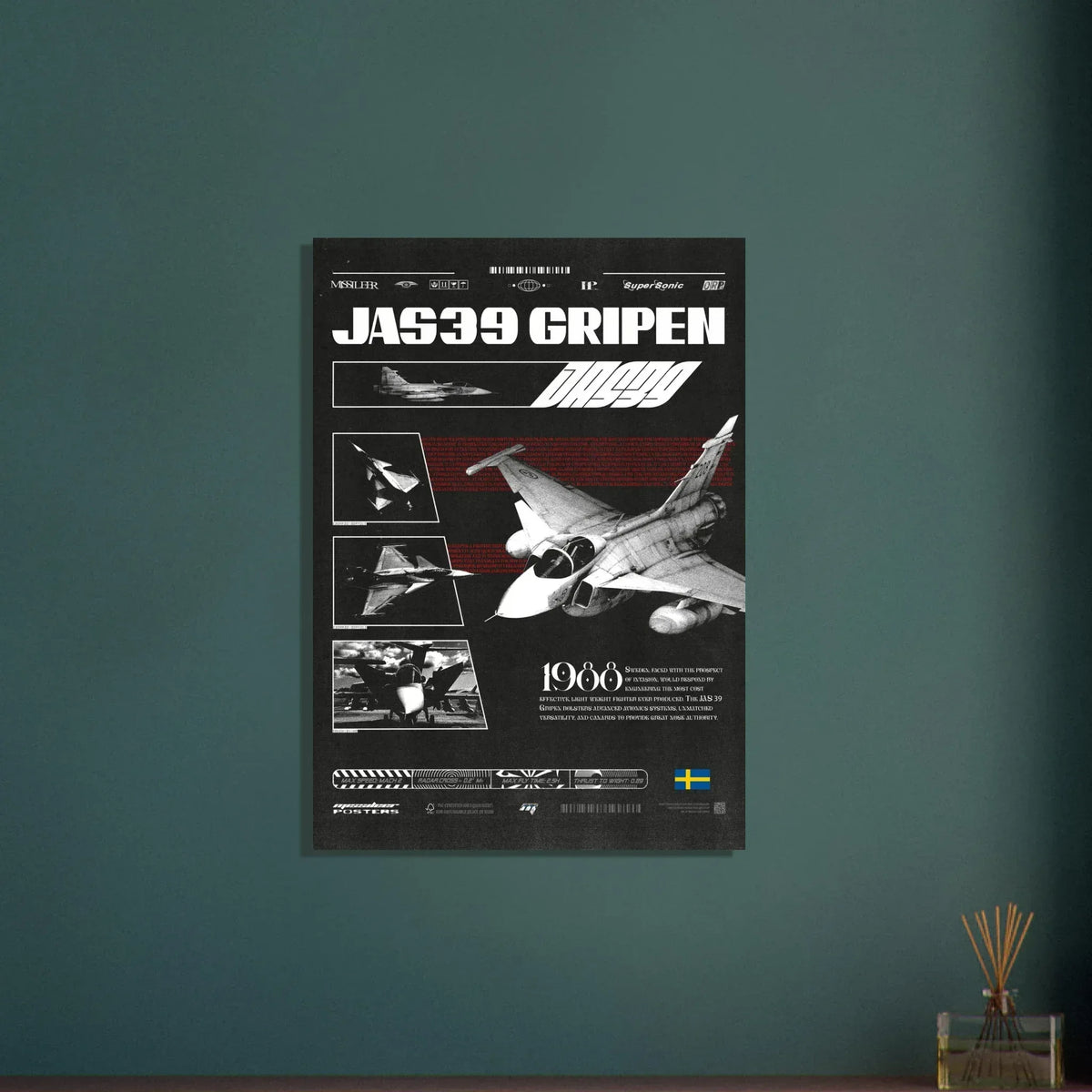 Retro JAS39 Gripen Premium Matte Poster - Missileer Posters