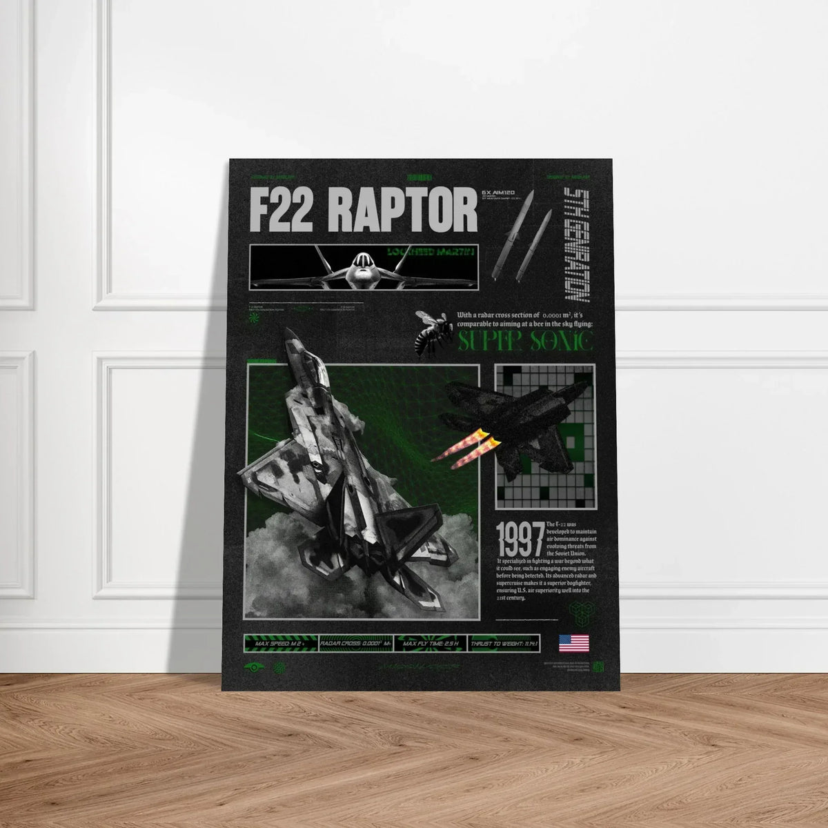 F22 Raptor Brutalism Premium Matte Poster - Missileer Posters