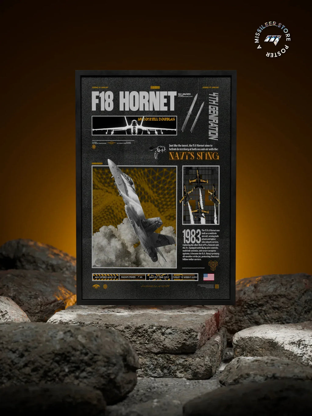 F18 Hornet Brutalism Premium Matte Poster - Missileer Posters