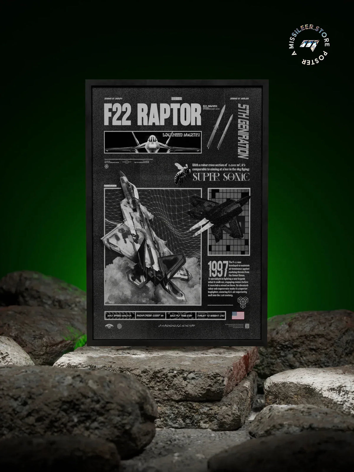 F22 Raptor Brutalism Premium Matte Poster - Missileer Posters