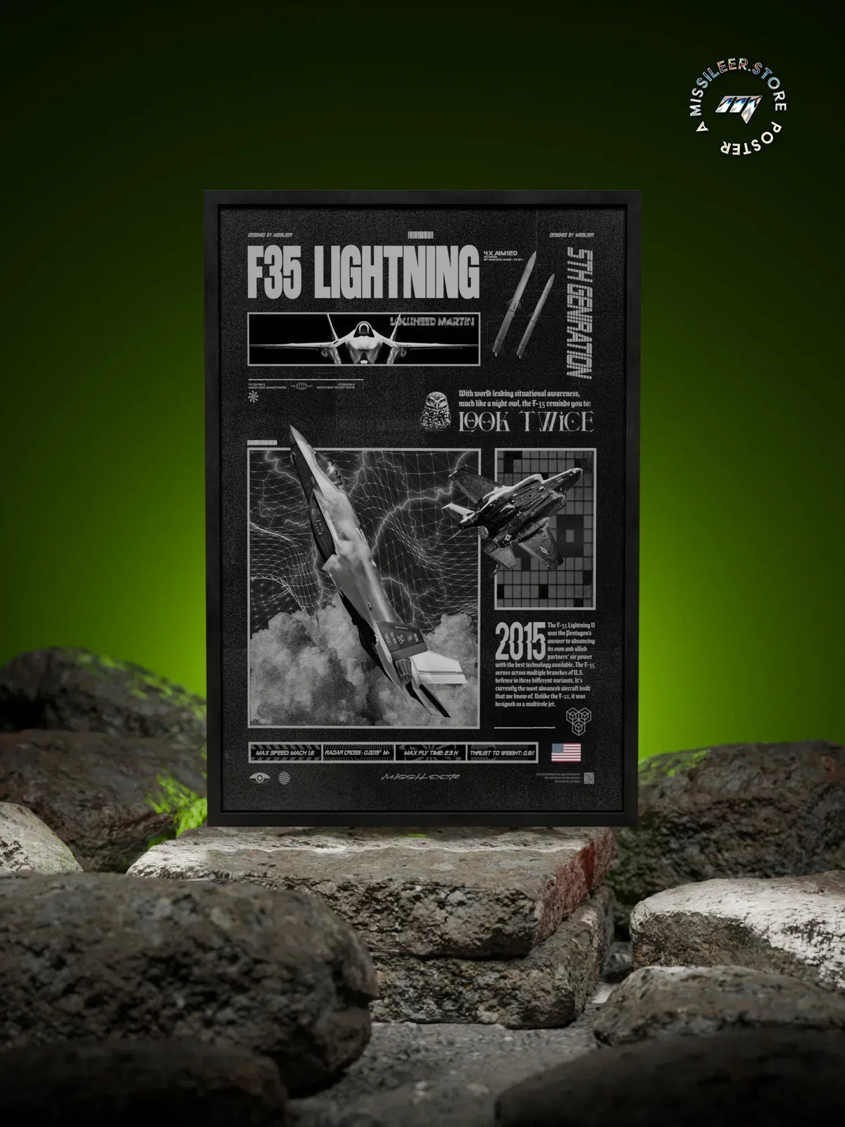 F35 Lightning 2 Brutalism Premium Matte Poster - Missileer Posters