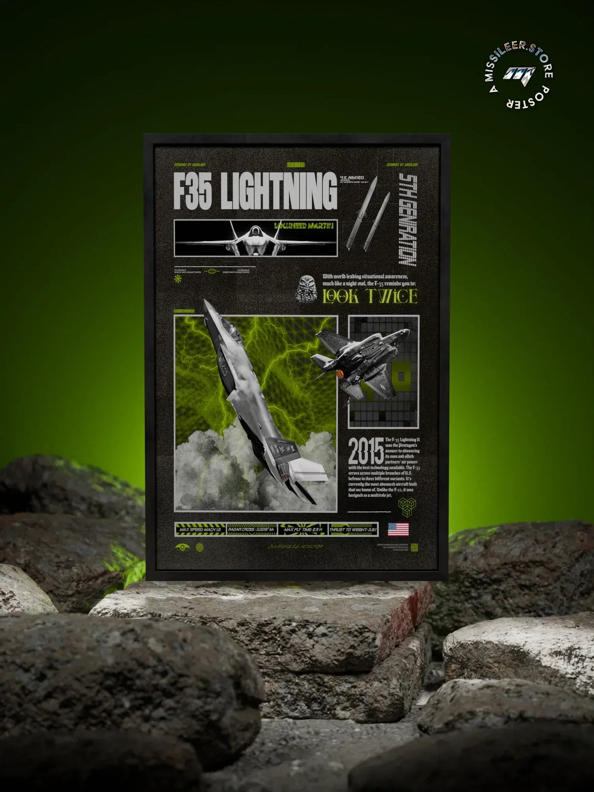 F35 Lightning 2 Brutalism Premium Matte Poster - Missileer Posters