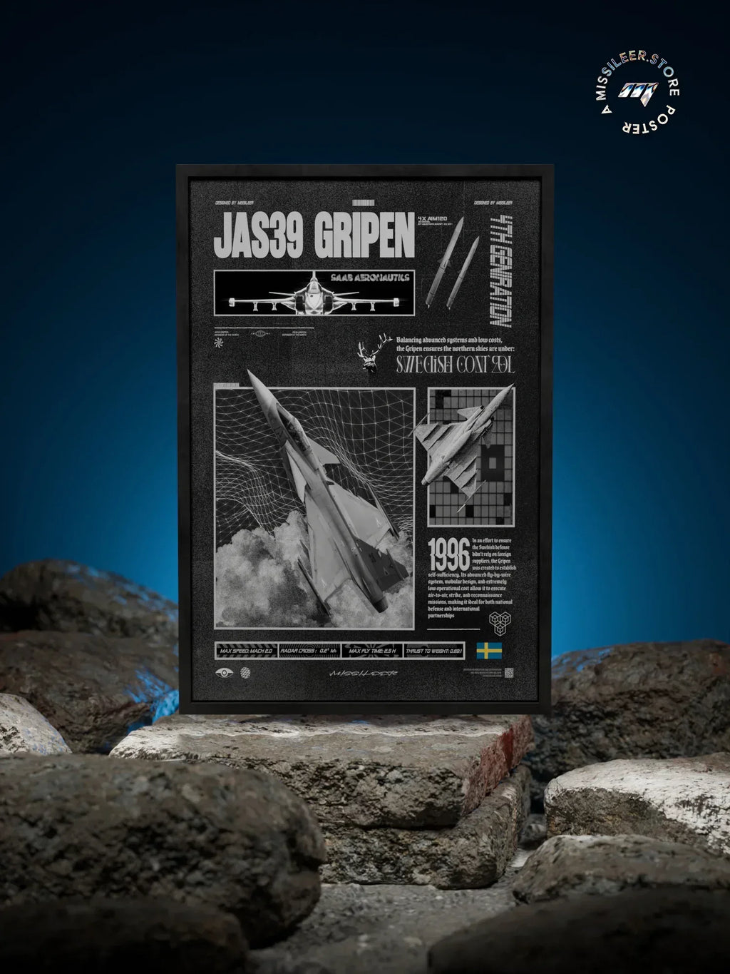 JAS39 Gripen Brutalism Premium Matte Poster - Missileer Posters