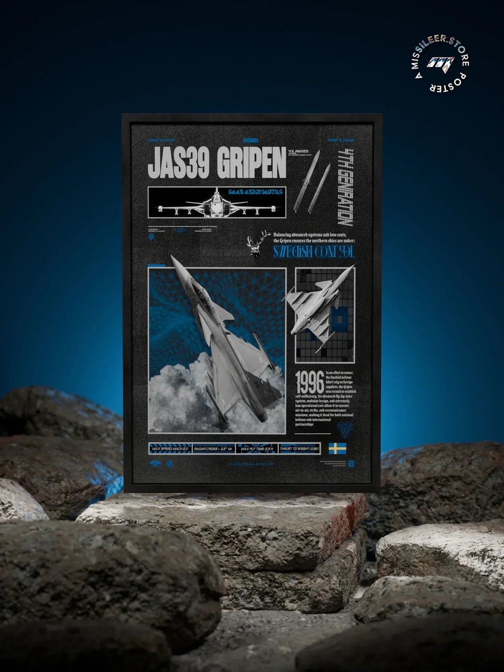 JAS39 Gripen Brutalism Premium Matte Poster - Missileer Posters