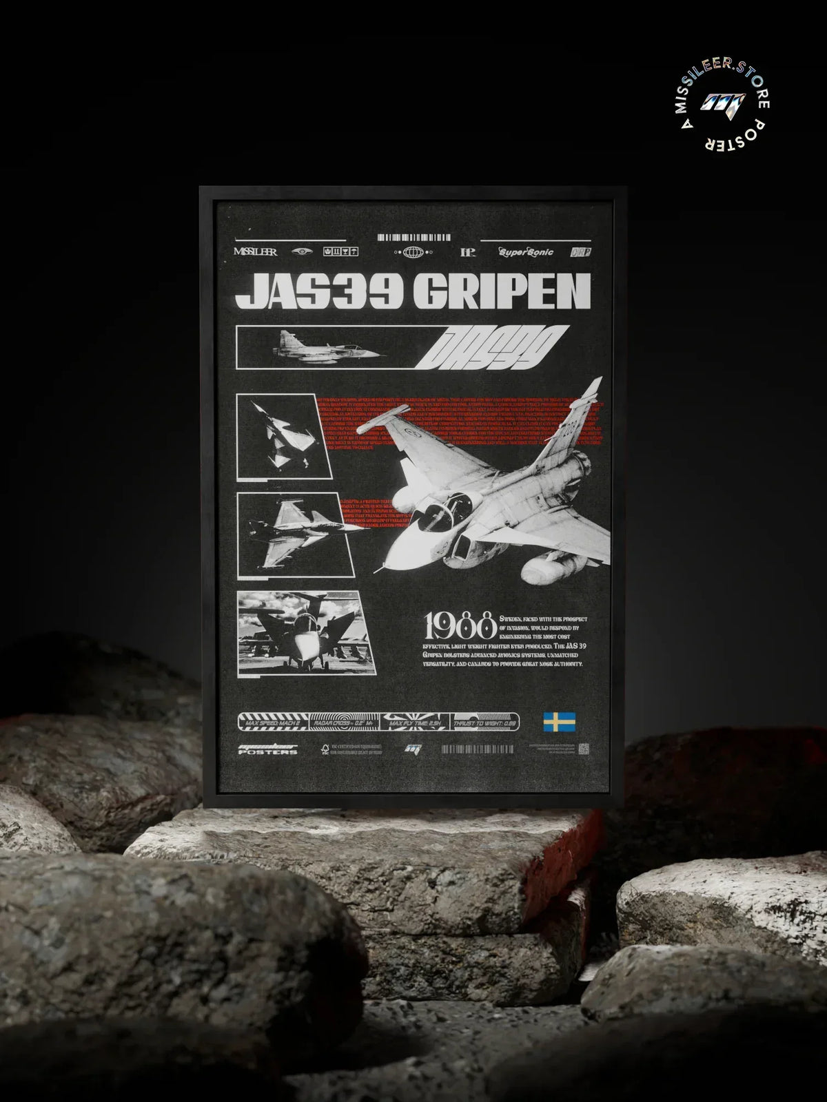 Retro JAS39 Gripen Premium Matte Poster - Missileer Posters