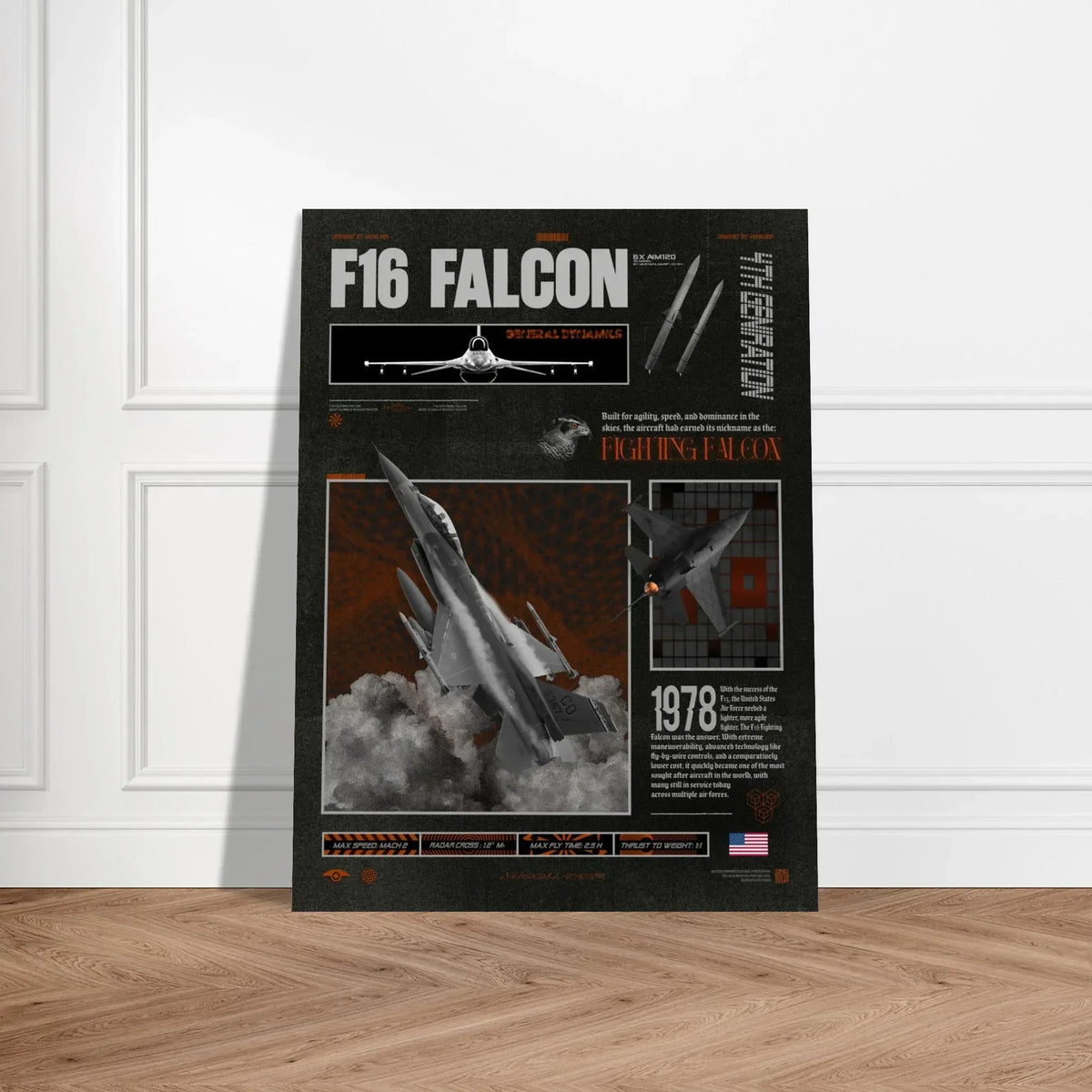 F16 Falcon Brutalism Premium Matte Poster - Missileer Posters